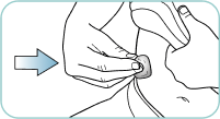 Pressing the area with a cotton swab to stop bleeding after injection.