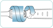 Attaching the capped needle to the pen.