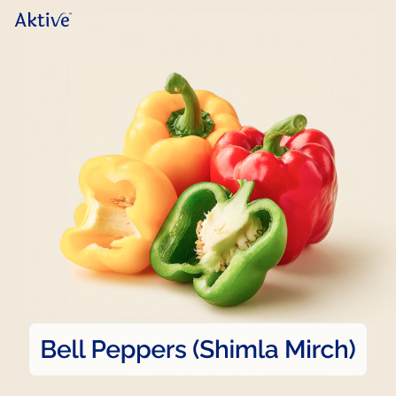 Red, green and yellow bell peppers