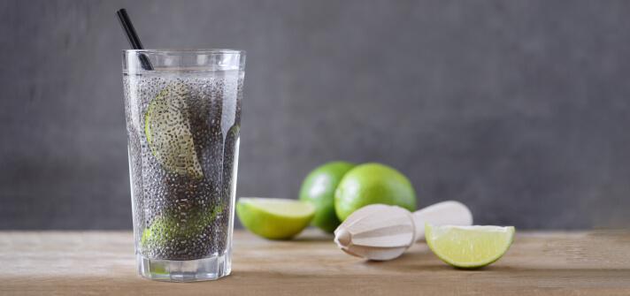 a glass of chia seeds detox drink