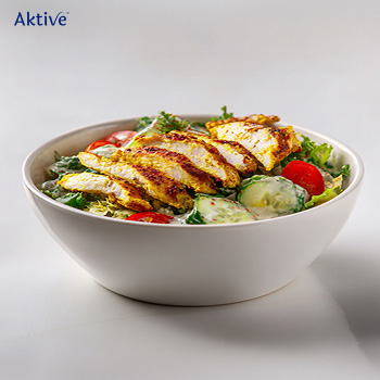 Grilled chicken salad in a bowl