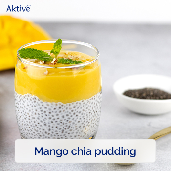 Mango chia seed pudding in a glass