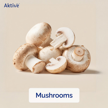 Fresh mushrooms stacked