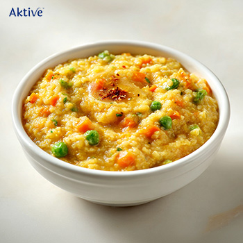 Vegetable millet khichdi in a bowl